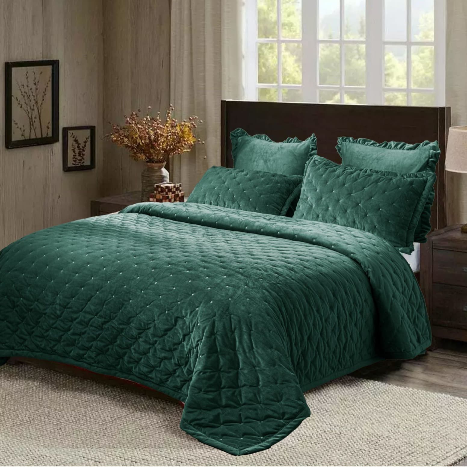 Spot export of quilted mattress covers to Russia, solid color bedding sets, cross-border brushed washable blankets.