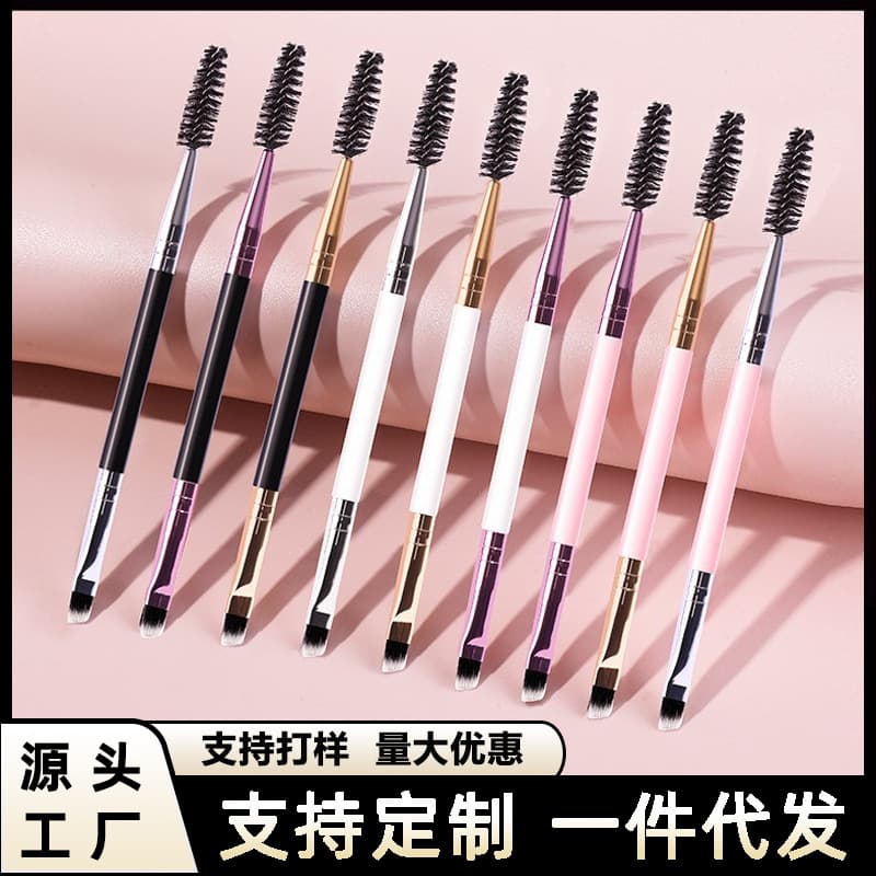 Dual-Ended Eyebrow Brush and Spoolie, Angled Makeup Brush, Eyelash Brush, Eyebrow Brush, 2-in-1 Portable Makeup Tool