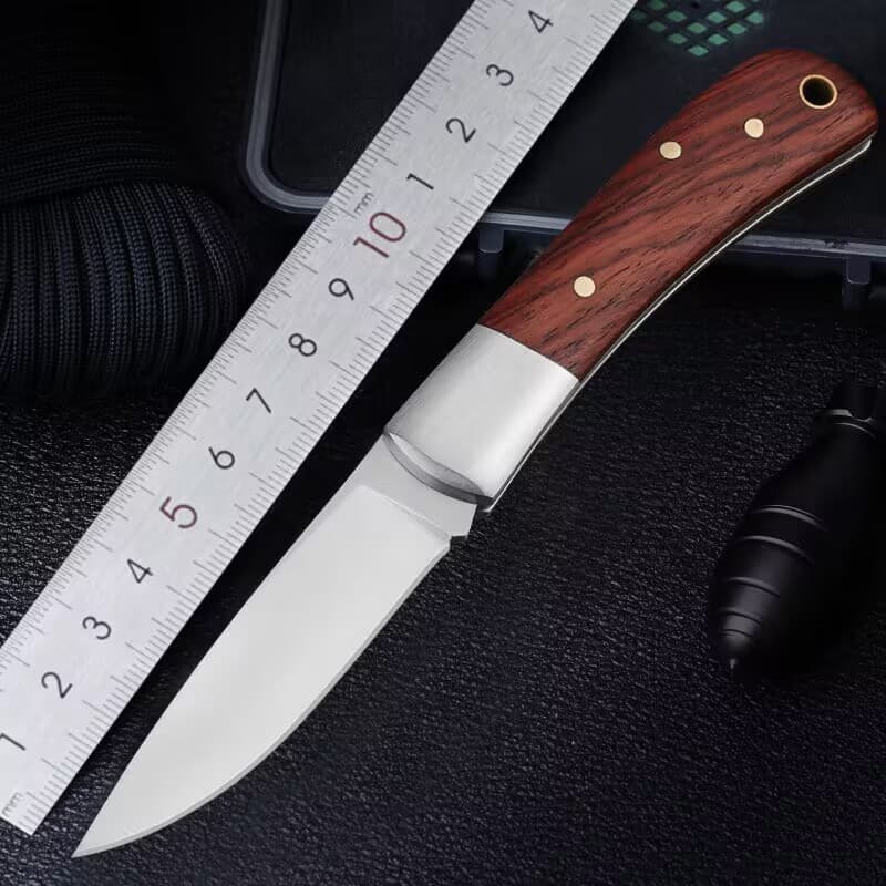 Traditional Stainless Steel Fruit Knife Outdoor Small Knife Portable Camping Knife Wooden Handle Folding Knife High Hardness Folding Knife
