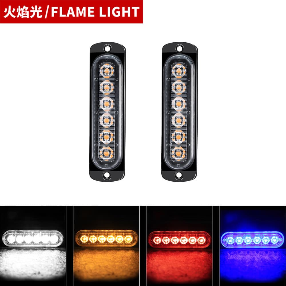 Car Truck 6LED Strobe Light Motorcycle Pickup 12-24V Ultra-Thin Side Marker Warning Flashing Light