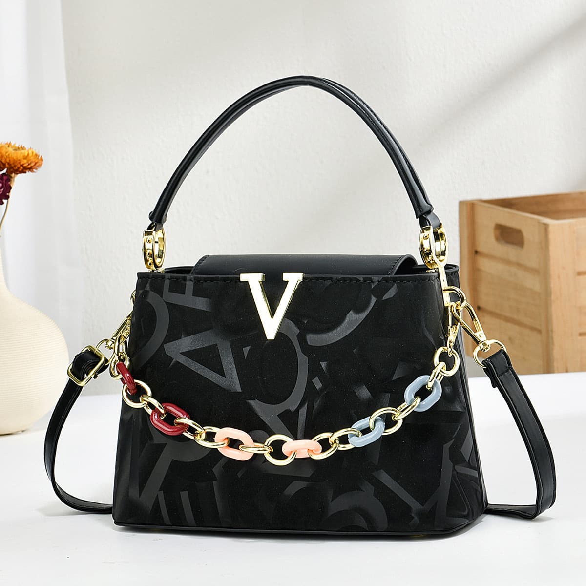New 2025 Snake Print Handbag for Women, Fashionable Versatile Shoulder Bag with Box and Cute Pendant Crossbody Bag