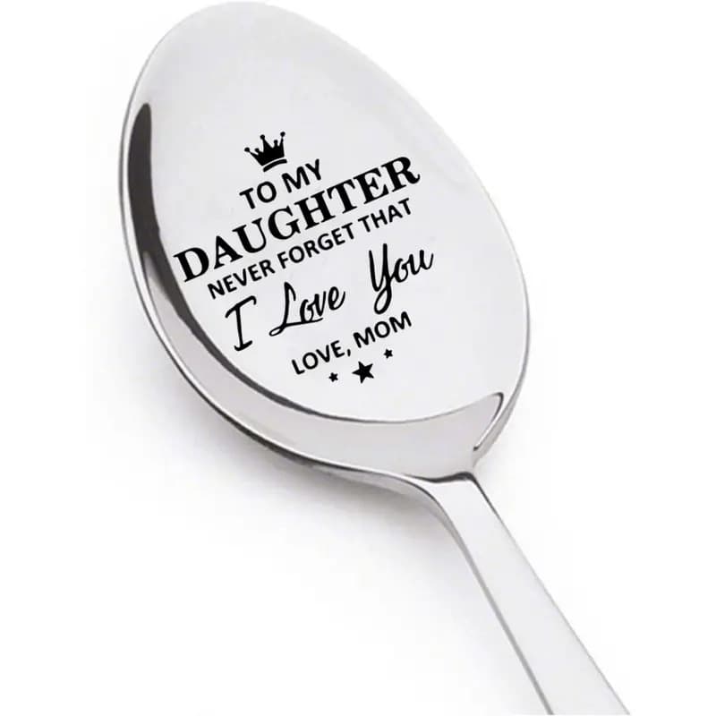 410 Stainless Steel Material Spoon Ice Cream Spoon Coffee Spoon Laser Engraving Process Family Love Couple