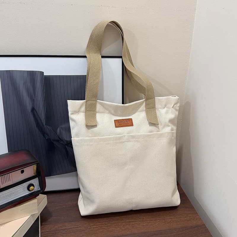 Large Capacity Canvas Bag for Female College Students School Backpack Korean Style Trendy Minimalist Commuter Bag Japanese Style Underarm One-Shoulder Bag
