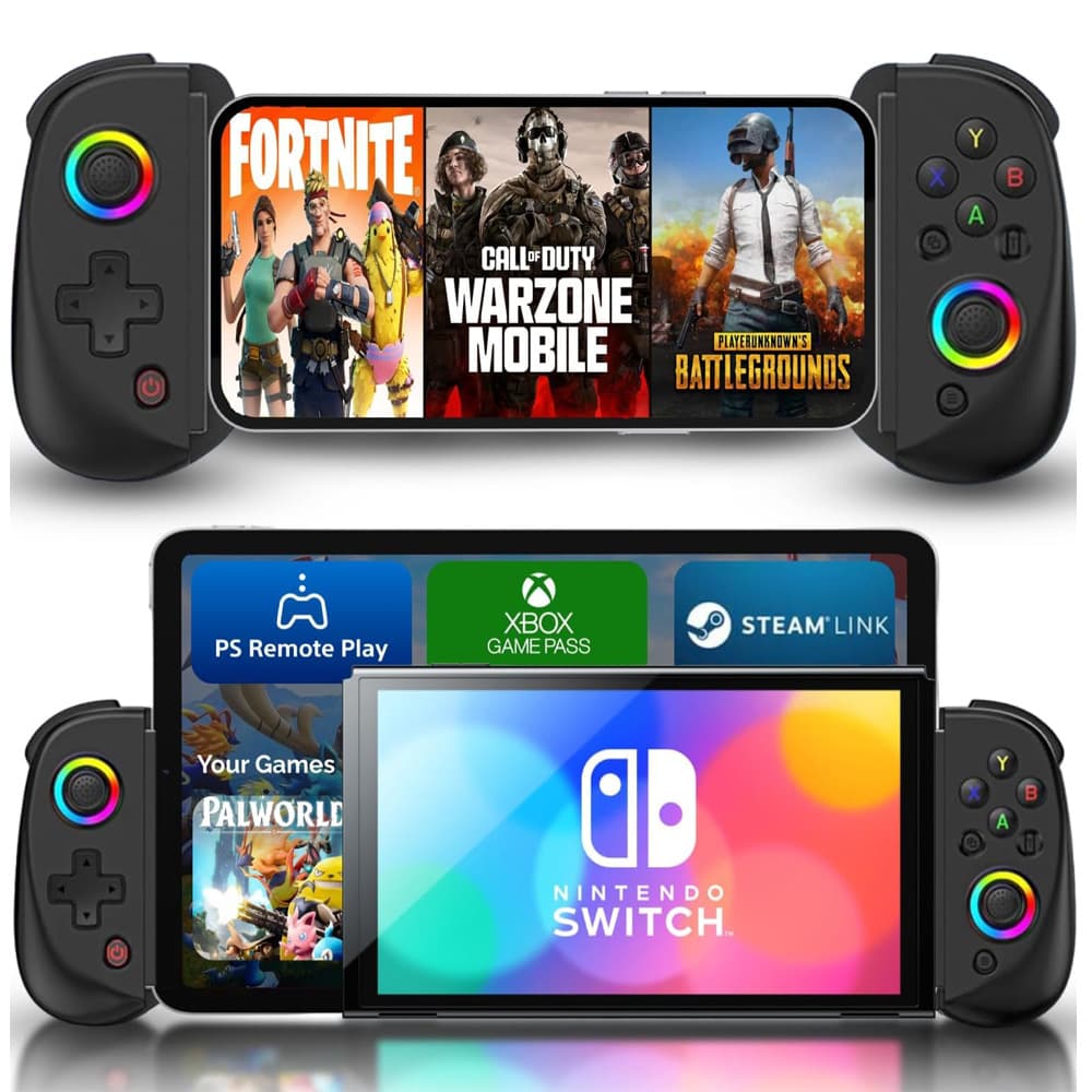 D8 Stretchable Game Controller for Phone and Tablet, Mobile Gaming Controller, Bluetooth, RGB, Hall Effect