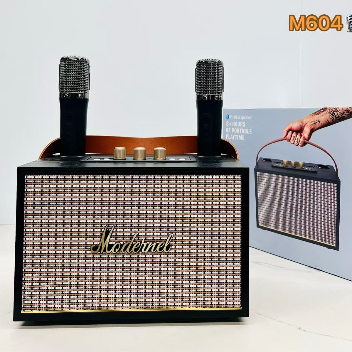 M604 Retro Wooden Bluetooth Speaker High Power Portable Handy Audio Stereo High Bass Karaoke Speaker