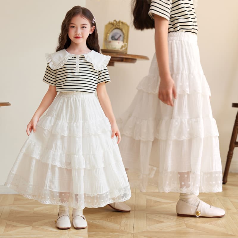 Manufacturer Wholesale Girls' Skirts, Summer Children's Cake Princess Skirts, Children's Girls' Lace White Long Skirts