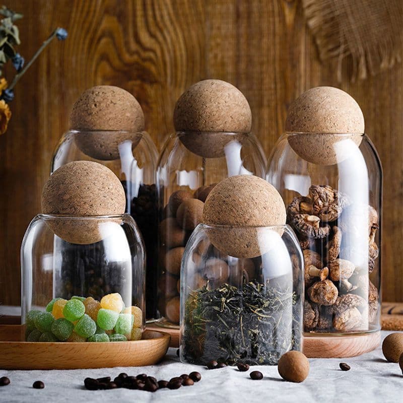Thickened Spherical Cork Sealed Jar Kitchen Sealed Storage Jar Glass Storage Jar Coffee Bean Transparent Glass Jar
