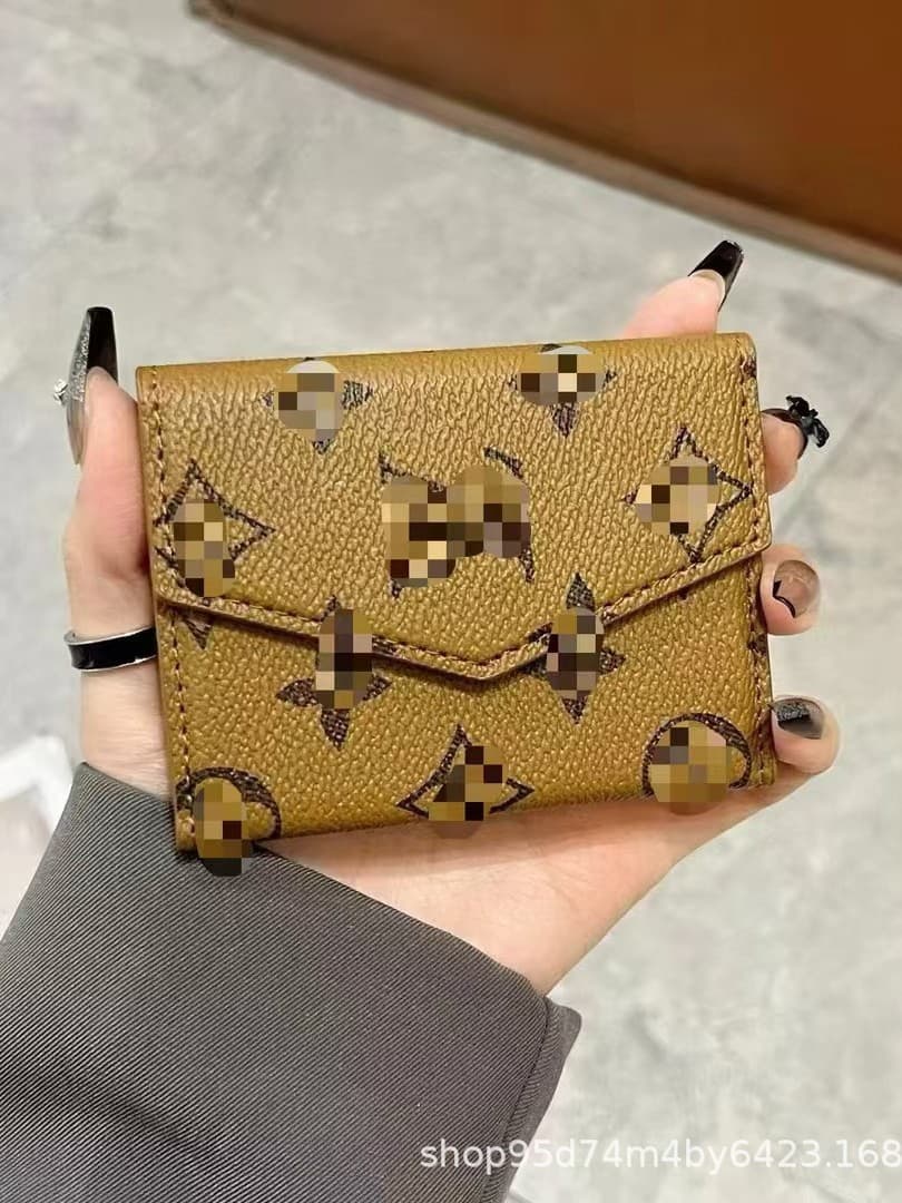 Trendy Card Holder Accordion Wallet with Monogram Pattern, Factory Direct Stock, Export Model, Light Luxury European and American Style Card Case Coin Purse