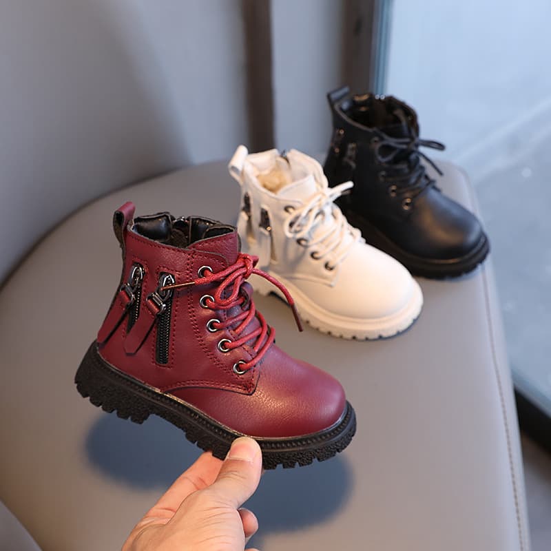 Autumn/winter new children's plush Martin boots British style boys' warm leather shoes girls' thick cotton fashionable ankle boots