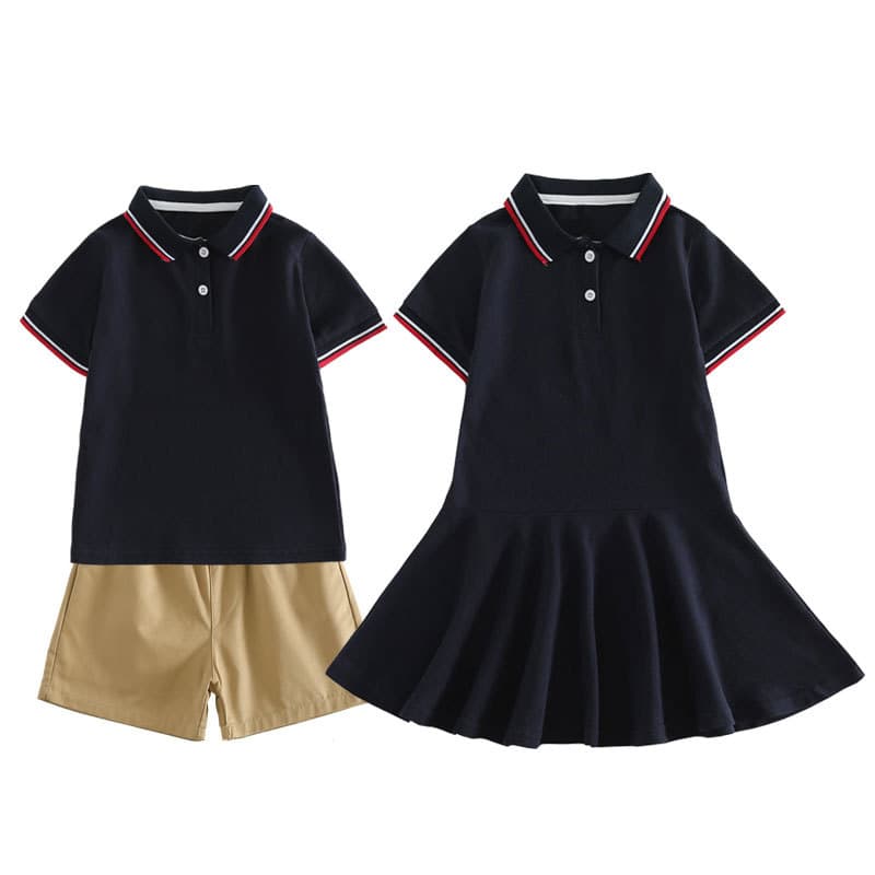 Boys' T-Shirt Summer Thin Cotton Kids T-Shirt Set Boys' Polo Shirt Girls' POLO Dress School Class Uniform