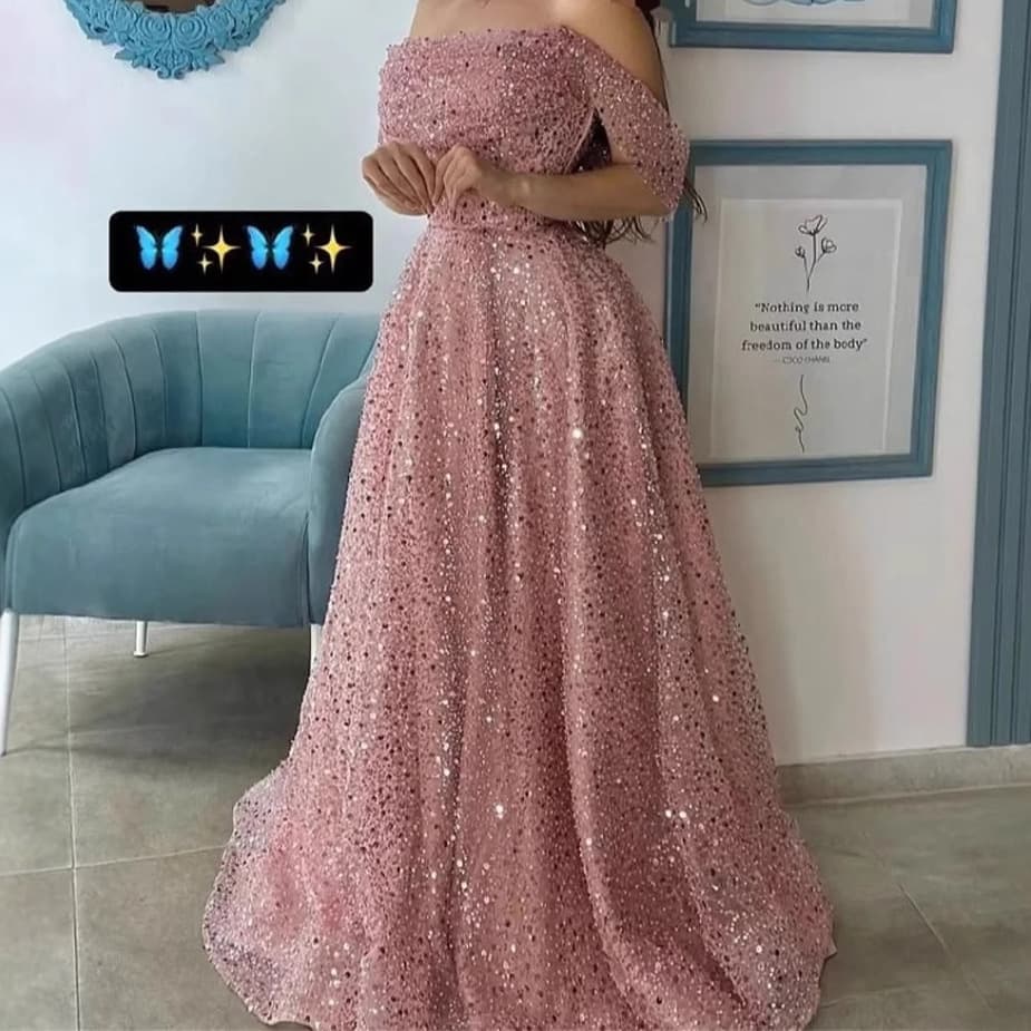 Pink Prom Dress 2026 New Evening Gown for Special Occasions Off-Shoulder Beaded Party One-Shoulder Skirt
