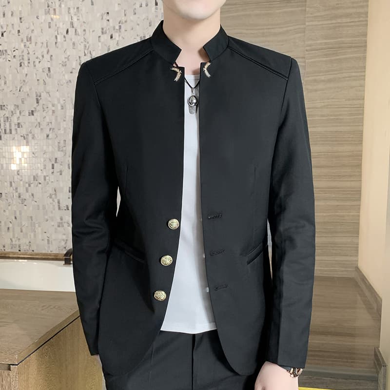 Spring and autumn men's suits for young and middle-aged business casual stand-up collar single suit jackets Korean version slim suits men suit