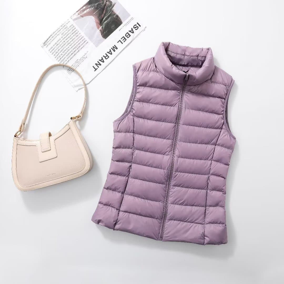 Lightweight down vest, short style, stand collar, slim fit, new autumn and winter style, plus size, can be worn as outerwear.