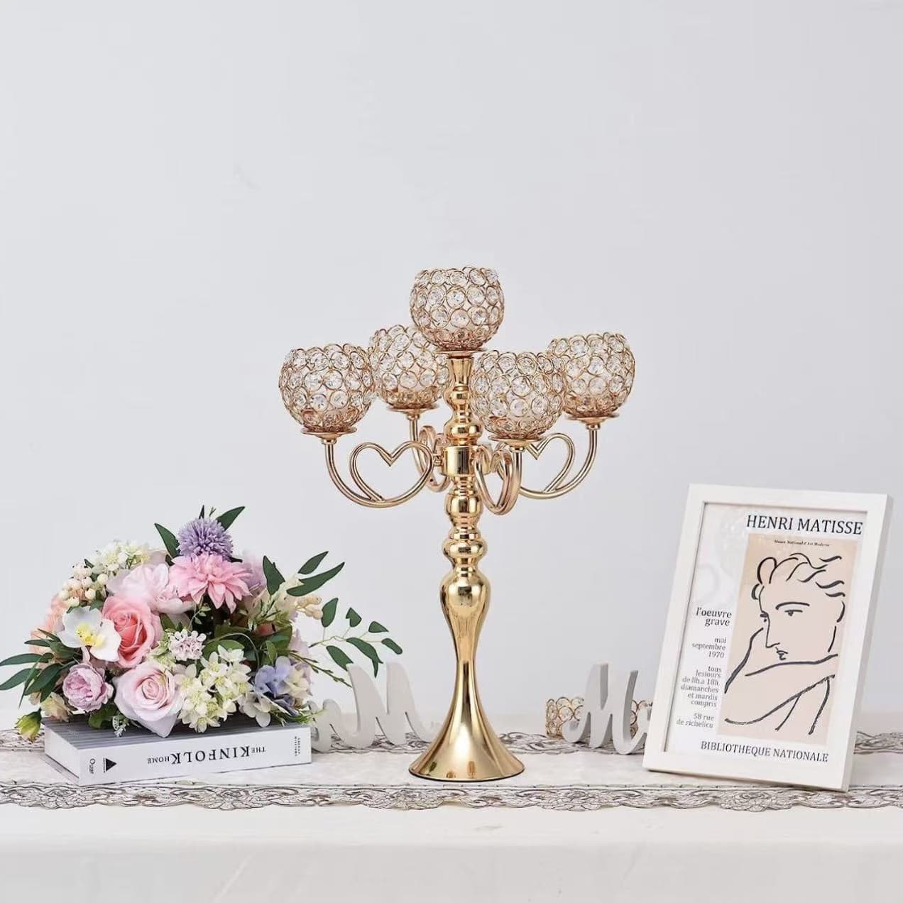 New Wedding Props Road Guide 5-Head Candlestick European Luxury Candlestick Craft Romantic Party Meals for Relatives and Friends