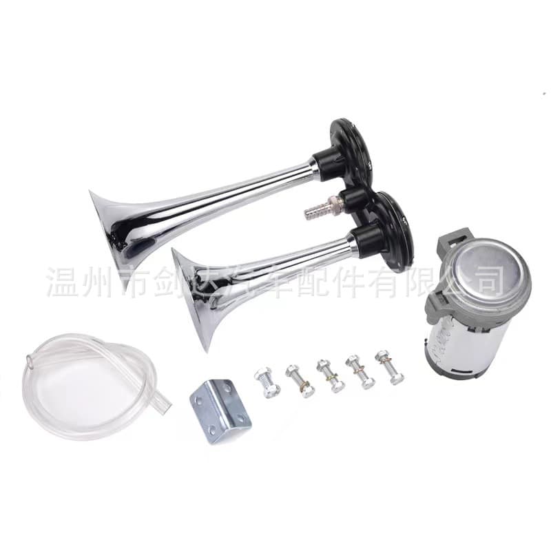 Dual-Tube Electric Horn 12V with Air Pump, Car Motorcycle Modified Air Horn 12V/2 High-Pitch Tweeter High Decibel