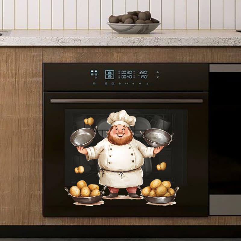 Mk34139 Bearded Chef Creative Kitchen Decoration Wall Sticker Living Room Home Decoration Wall Sticker Self-Adhesive Wholesale