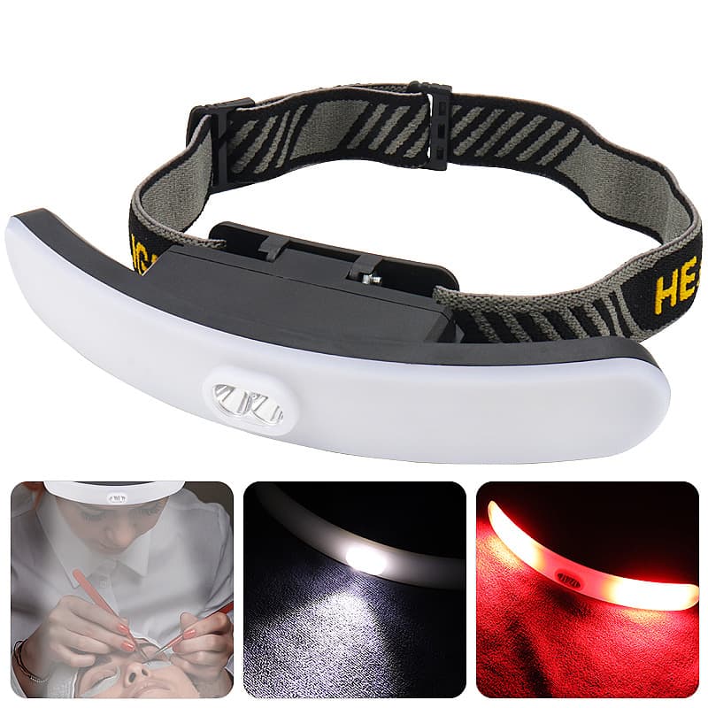 Cross-border LED High/Low Beam Headlamp Rechargeable White Red Light Work Light Outdoor Lighting Tool for Eyelash Extension