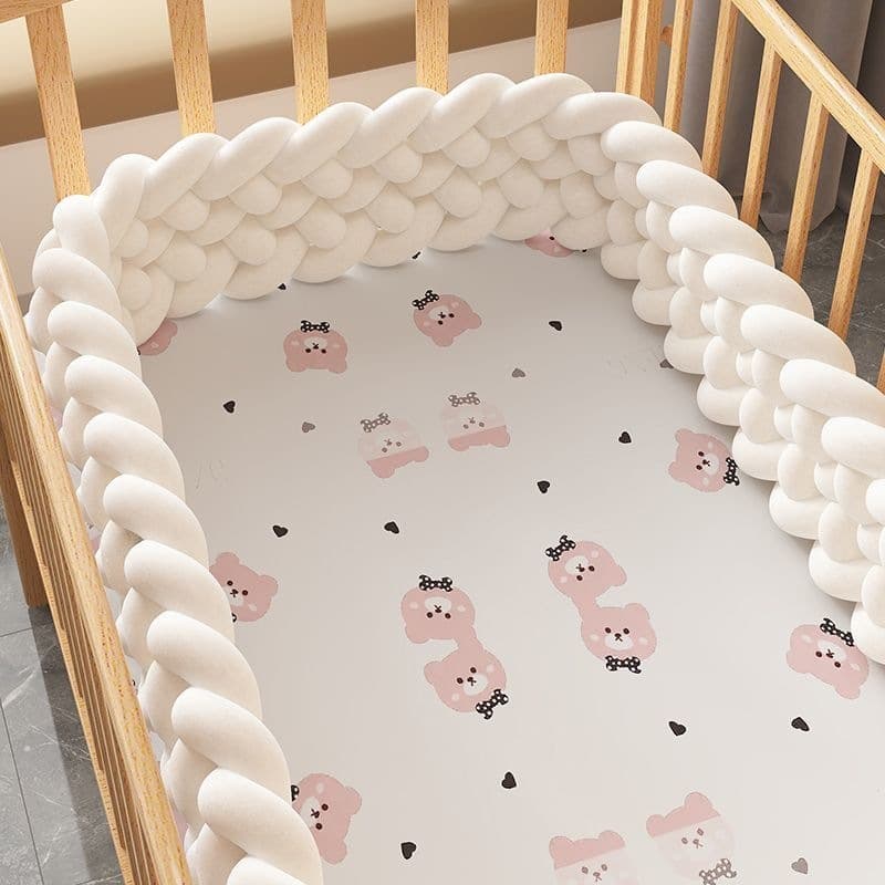 Baby Crib Twisted Bumper Soft Padding for Newborn Splicing Bed Cushion Anti-Collision Cotton Four-Sided Surround Thickened Wholesale
