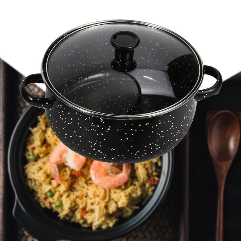 Wholesale Enamel Cookware Set 5-Piece, Black Speckled Stockpot, Double Ear Pot, Kitchen Soup Pot