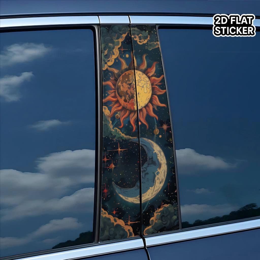 Temu Hot-Selling Cross-Border Car Sticker Wholesale Supply Sun Moon Star Personalized B-Pillar Center Pillar Car Decal