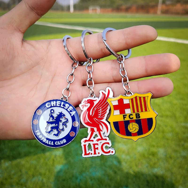 Chelsea Barcelona Football Fan Gift Team Crest Colorful Car Keychain Backpack Charm