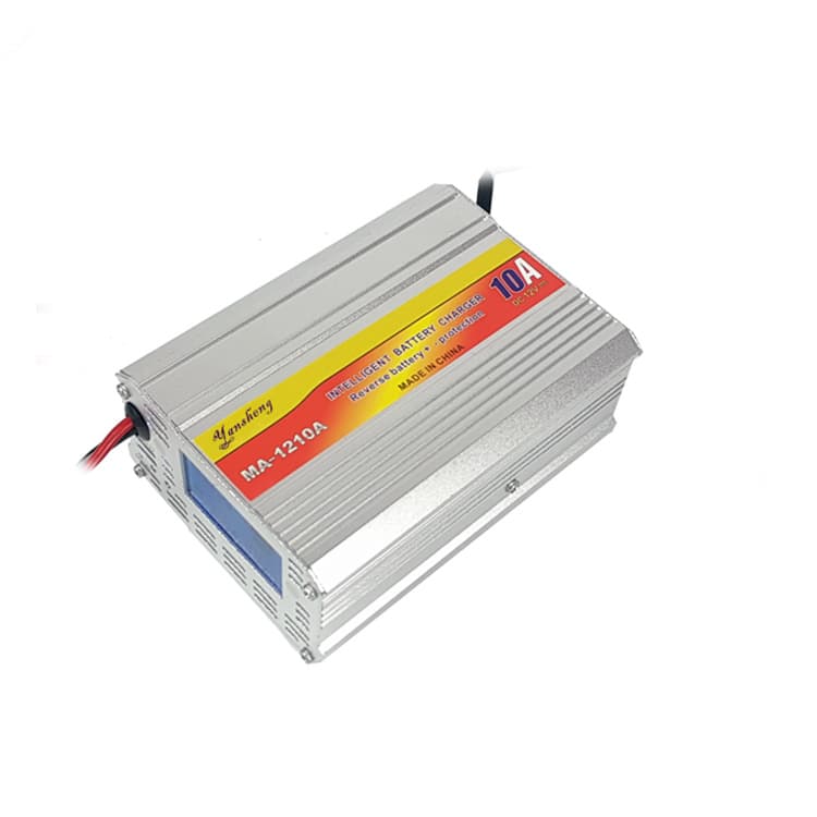 12V10A Lead-Acid Battery Charger with LCD Display, Car Motorcycle Charger with Reverse Polarity Protection