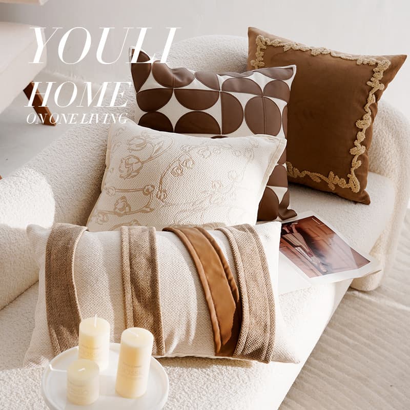 Jinyue high-end American light luxury pillow case cushion living room brown French sofa back brown pillow delivery
