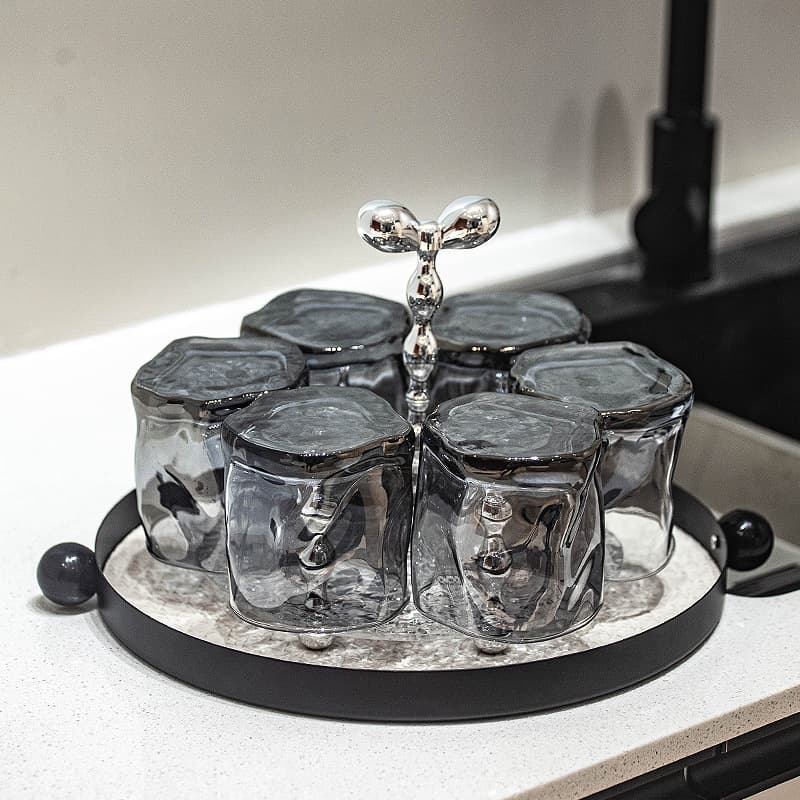 Light luxury glass household drinking cup living room hospitality heat-resistant tea cup set high-looking personalized whiskey cup