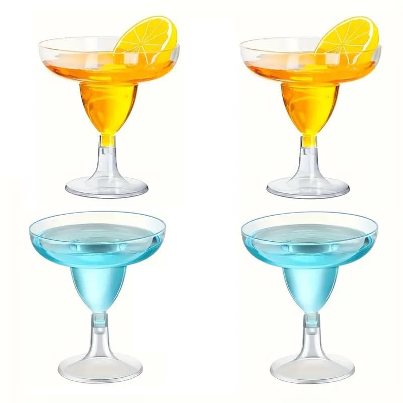 150ml Disposable Plastic Champagne Cups, Stemmed Glasses for Champagne and Wine, PS Plastic Wine Glasses
