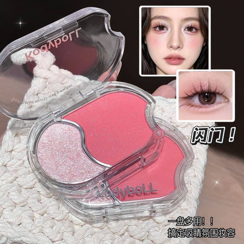 KodyboLL two-color multi-purpose pink pearlescent fine glitter eye shadow blush blush all-in-one plate mashed potato texture student party