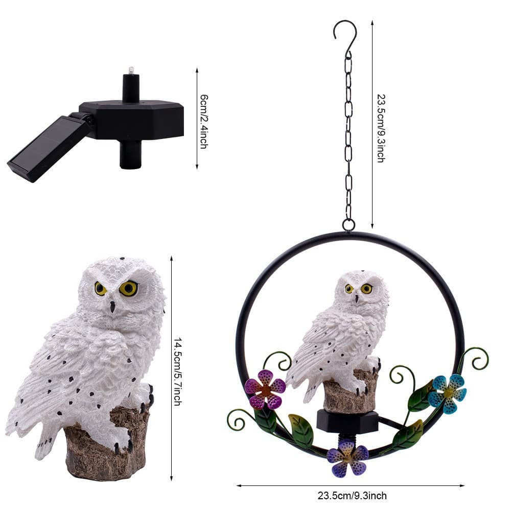 Cross-Border Wrought Iron Hanging Lamp Outdoor Courtyard Garden Hanging Chandelier Resin Owl Solar Garden Plug-In