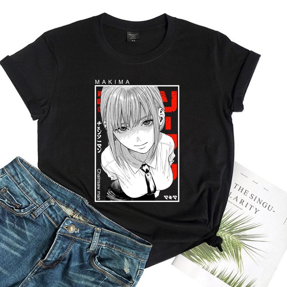 2022 Cross-Border Chainsaw Man Makima Printed Short Sleeve Summer T-Shirt