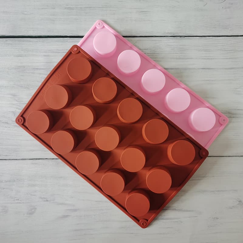 Silicone 15-Cell Cylinder French Mousse Mold Dessert Cake Mold Ice Cream Popsicle Ice Tray Chocolate Candy Mold