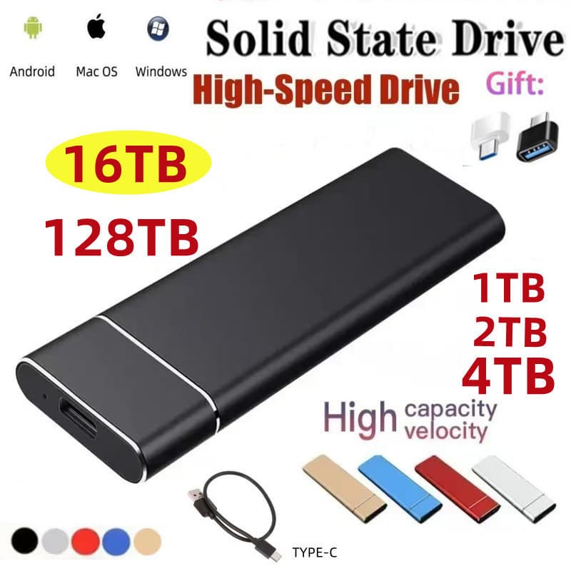Cross-border AA Hot-selling Portable SSD 16T 8TB 4TB 2TB 1TB Mini External Portable Solid State Drive