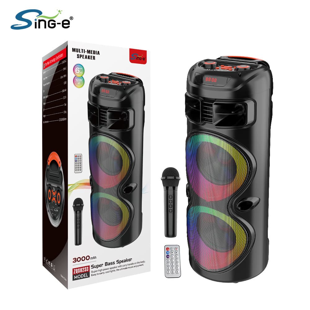 SING E ZQS6233 High Power Floor-standing Speaker for Square Dancing, Public Address, Portable with Card Slot and Bluetooth