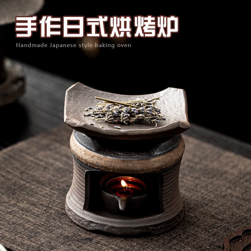 Handmade Japanese Rough Pottery Incense Wall Heater Candle Warming Base Sage Cedar Home Atmosphere Incense Burner Ornament