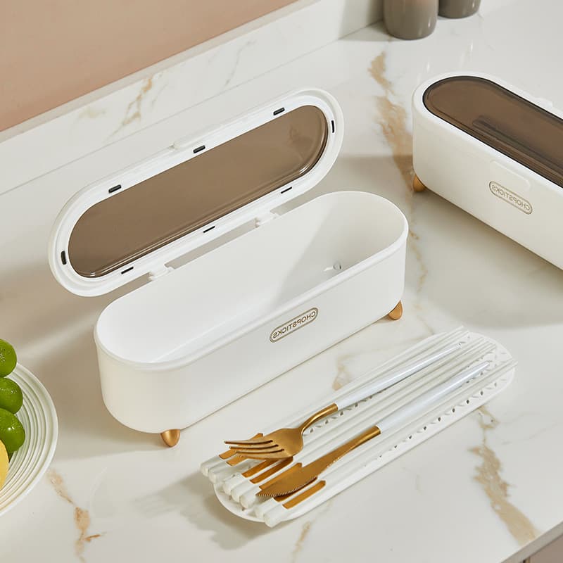 Desktop luxury high-capacity portable chopstick box, kitchen food-grade drainage-enabled spoon and chopstick storage container