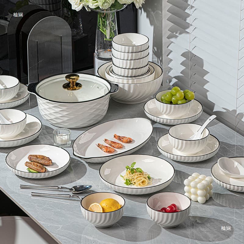 Dinnerware Set 2024 New Modern Minimalist Bowls and Plates Housewarming Ceramic Tableware