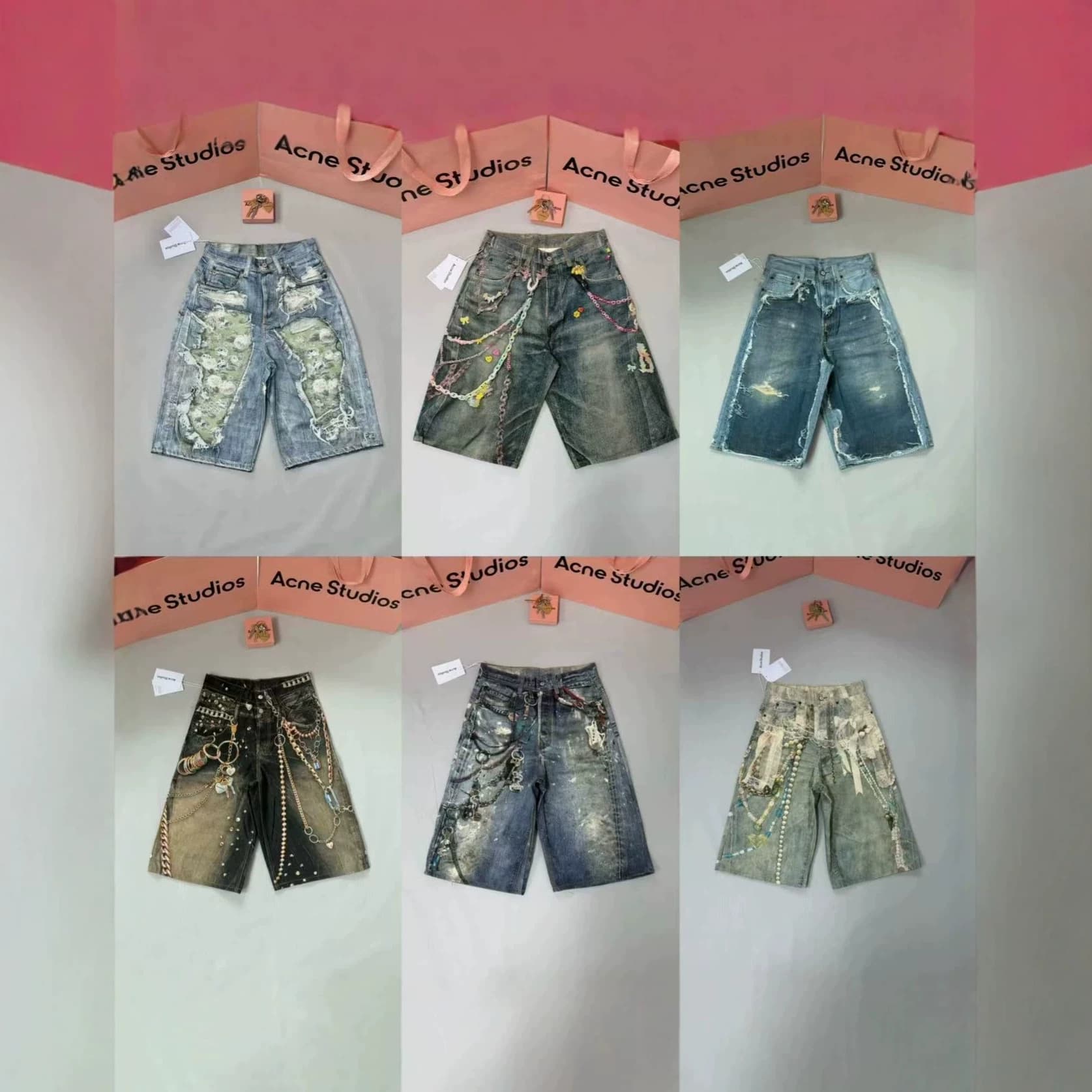 Axi cross-border new 3D digital printing denim cartoon printing three-quarter shorts men's and women's couple wear correct version