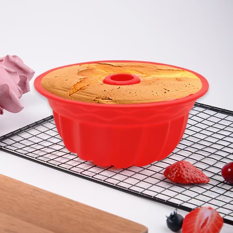 Amazon Best Seller Red Round Silicone Baking Mold High Temperature Resistant Food Grade Silicone Bread Mold Cake Mold