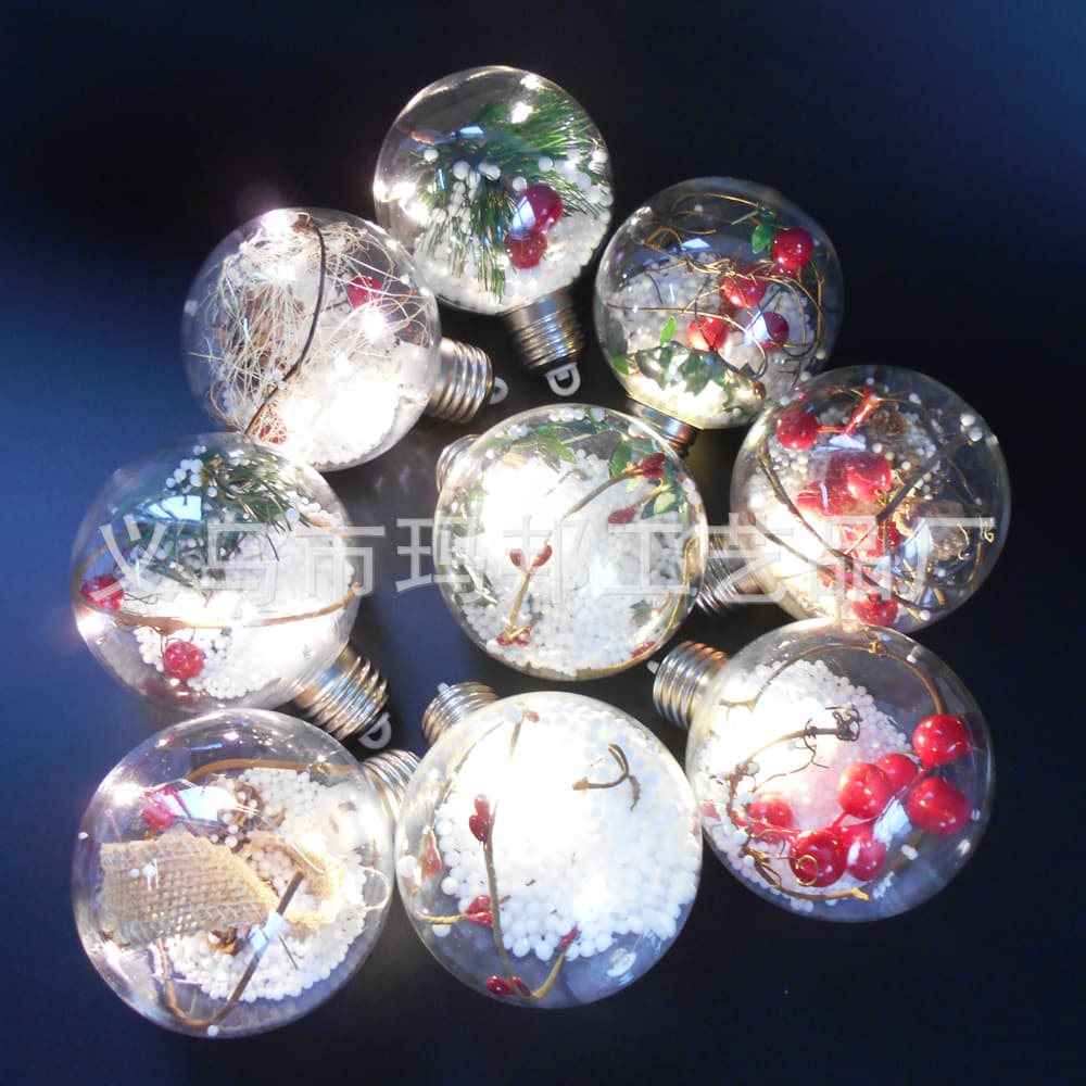 LED Snowflake Transparent Christmas Ball Christmas Decoration Christmas Tree Ornament Light-Up Christmas Ball