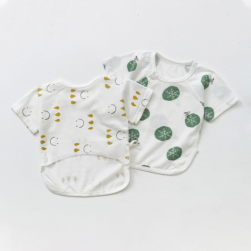 Newborn Half-Back Top Summer Thin Style Short Sleeve Baby Bodysuit for 0-3 Months