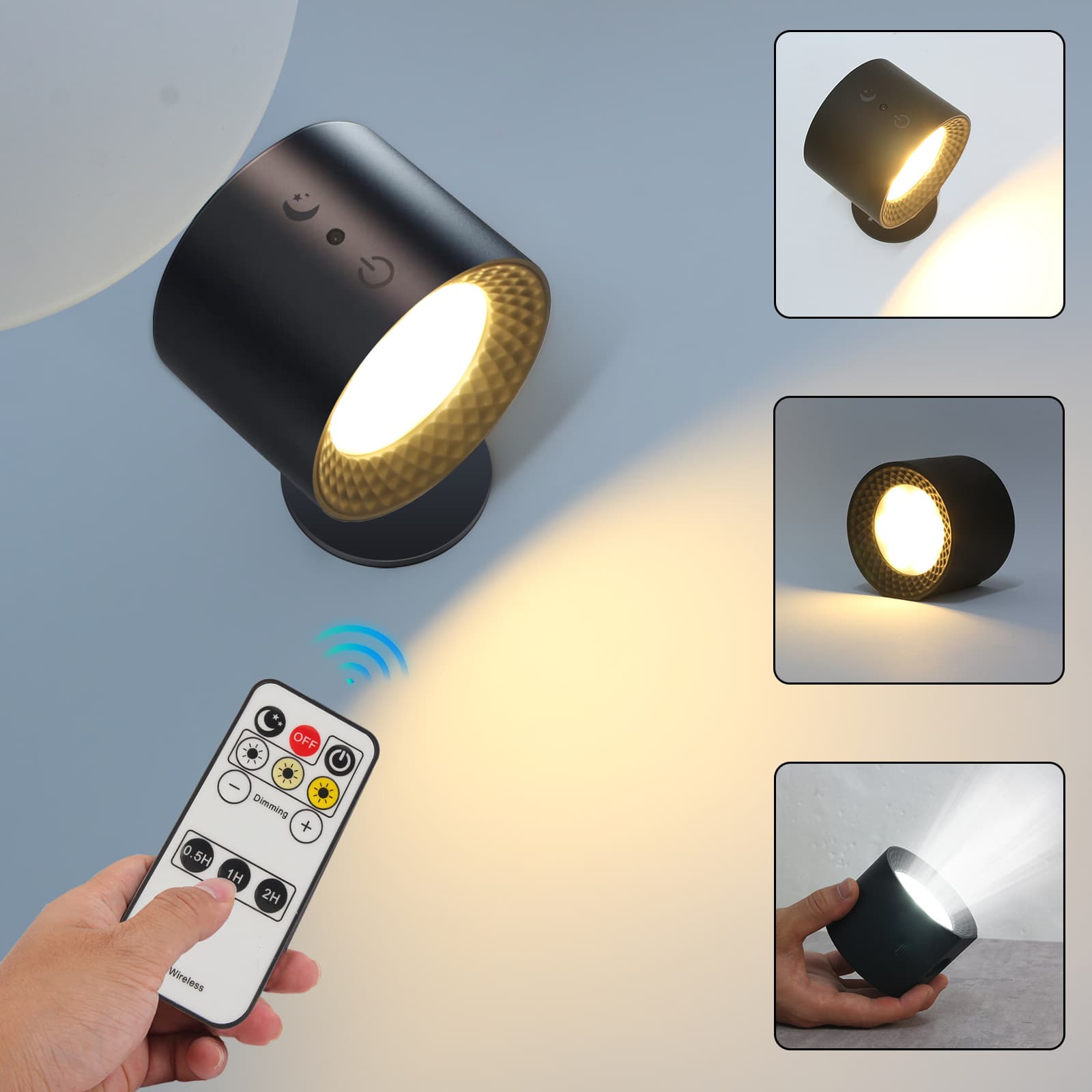 2023 new smart magnetic wall lamp USB rechargeable three-color temperature adjustable indoor wall lamp remote control night light