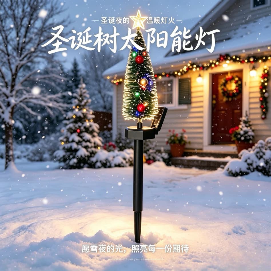 Solar Christmas Tree Ground Stake Light, Waterproof LED Light for Garden, Villa, Lawn, Christmas Holiday Decoration