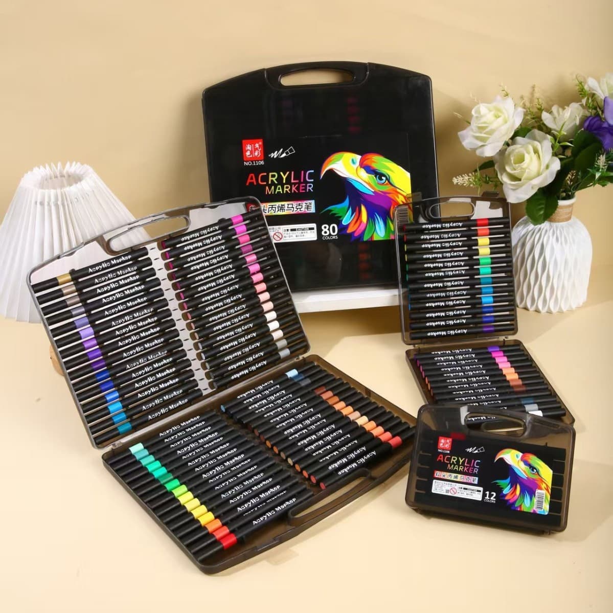 New Soft Tip Black Box Acrylic Markers, Quick-Drying, Layering, No Bleed-Through, Children's DIY Graffiti Art Painting Pens