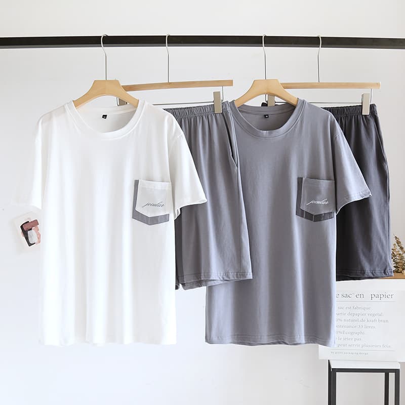 Men's Summer Short-Sleeve Knit Cotton Pajama Set, New Thin Style, Plus Size, Casual Homewear, Wearable Outside