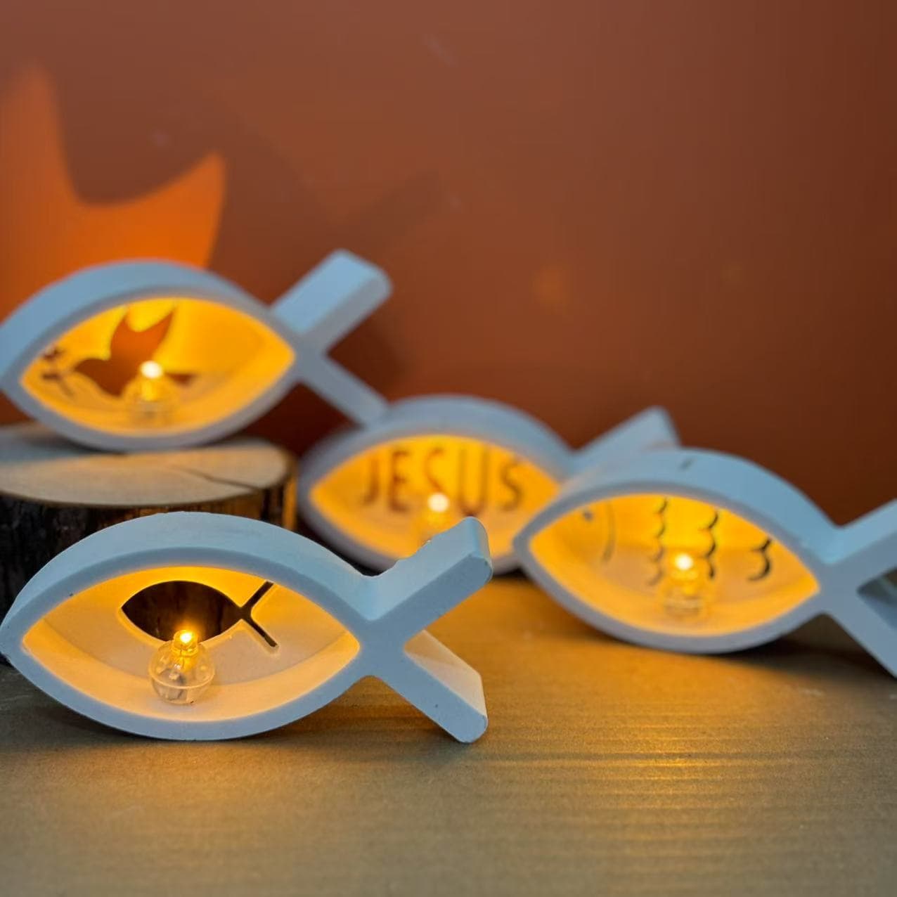 Jesus Fish Candle Holder Silicone Plaster Mold Candle Drip Glue Balloon Lamp Decoration Home Decor