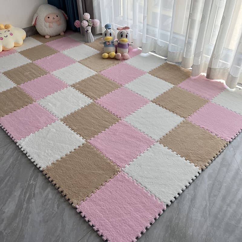 Plush Carpet for Bedroom, Dirt-Resistant Full Coverage Room Soundproof Floor Mat, Foam Pad, Interlocking Sponge Crawling Mat, Trimmable