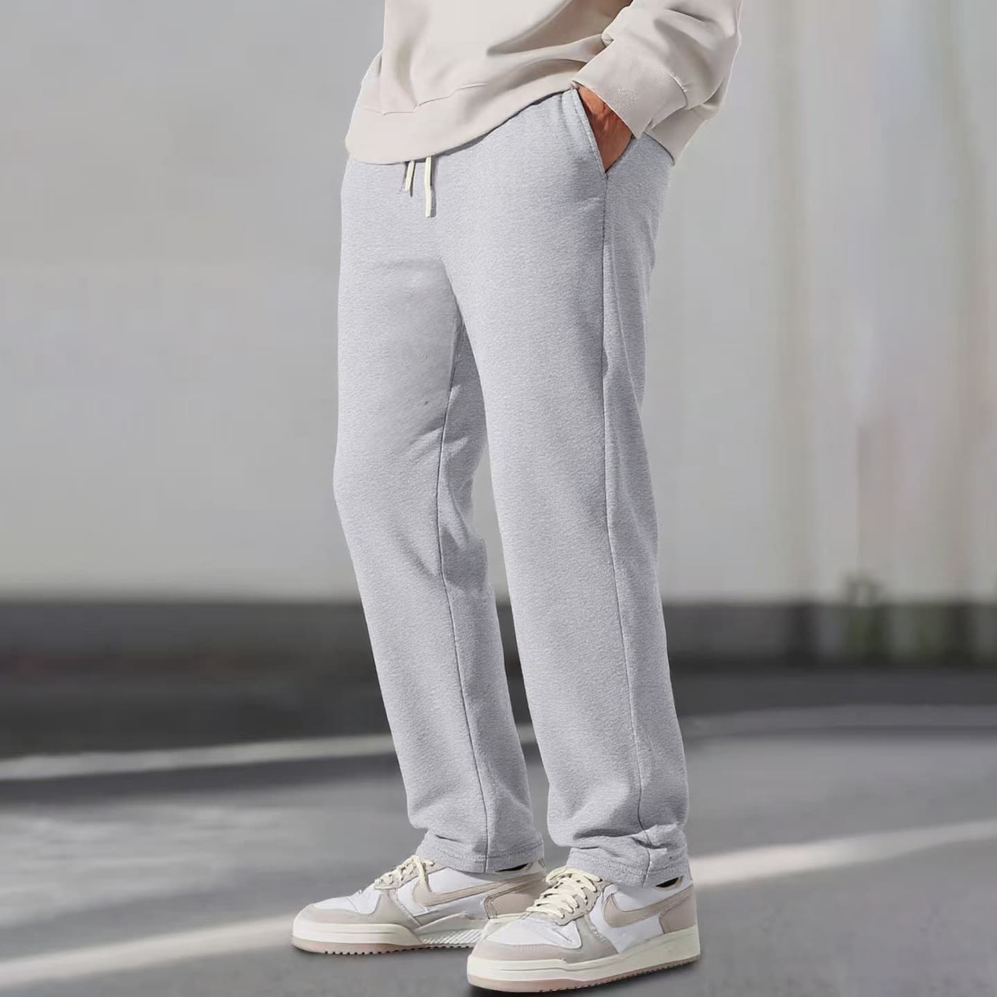 Cross-Border European Size Autumn and Winter Thickened Fleece Pants Men's Casual Sweatpants Loose Straight Spring and Autumn Jogger Pants Men's Long Pants
