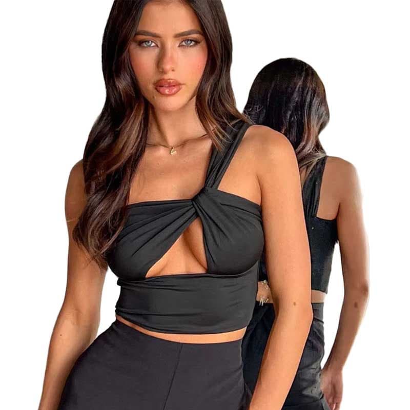 Summer New Trendy One-Shoulder Camisole Top Sexy Women Hollow Out Bustier Amazon Hot
